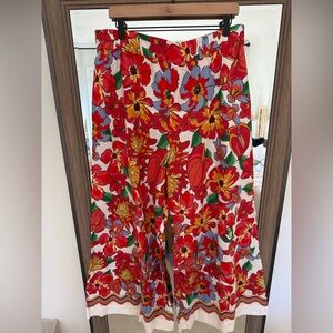 FARM Rio x Anthropologie Linen Blend Wide Leg Floral Pants Size XL NWT